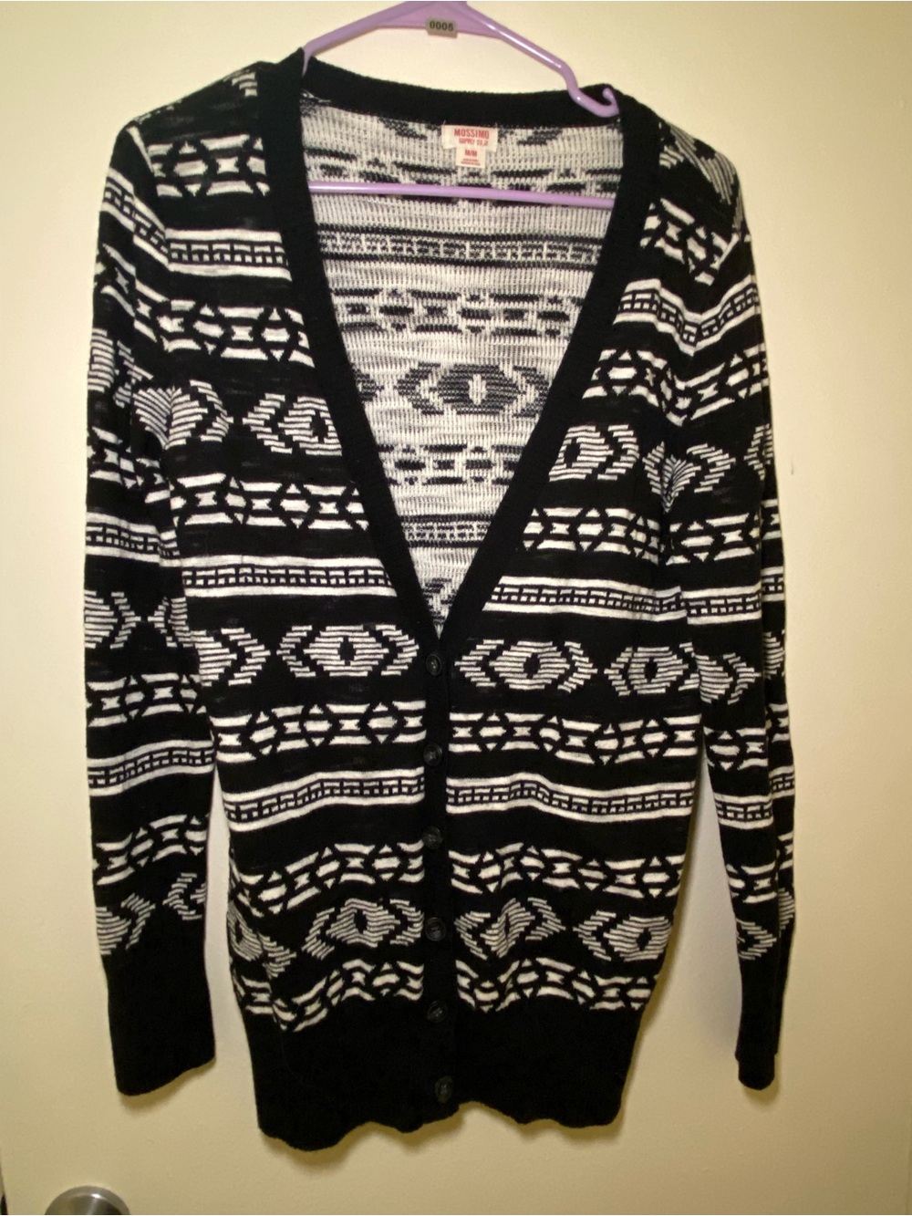 Black & White Patterned juniors Cardigan Sweater